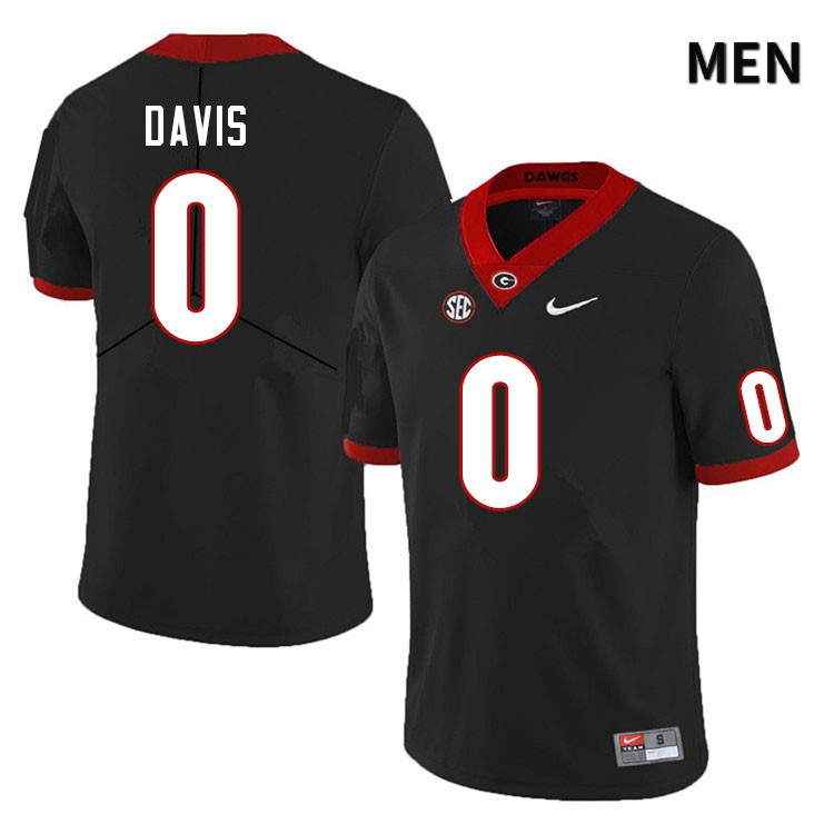 Georgia Bulldogs Men's Rian Davis #0 Black Stitched College UGA Football Jersey 23WQ016WX